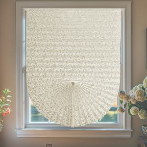 TEMU 조절 가능한 사이즈 창문 커튼 - 쉬운 설치 및 교체, 모던 화이트 레이스 디자인, 가벼운 폴리에스터 원단, 거실용 여름 자외선 차단에 완벽한 커튼, 거실용 레이스 커튼, 레이스 창문 그물, 창문용 커튼