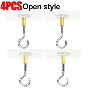 TEMU 식물, 바구니, 랜턴을 걸기 위한 4개 세트 헤비듀티 접착식 천장 후크 - 다용도 스틸 벽걸이 후크, 정원 장식 및 휴일 등에 적합, 할로윈, 크리스마스