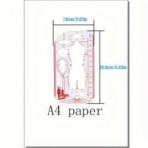 TEMU 1개 XINYIYO 패션 디자인 스타일 다이어그램 인간 테이블 템플릿 자 - 튼튼한 플라스틱, 빨강 & 흰색, 재단 및 공예용 측정 표시