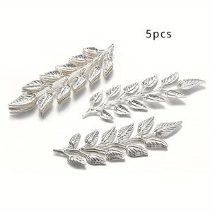 TEMU DIY 주얼리 제작을 위한 구리 잎 장식, 5개 세트, 목걸이 및 귀걸이 제작용 금속 나뭇잎 펜던트