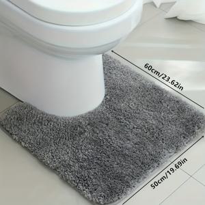 TEMU 1 U자형 컨투어 변기 커버, 욕실 러그 – 초극세사 매트, 미끄럼 방지 그립, 흡수력 좋은 푹신한 도어 또는 펫 패드