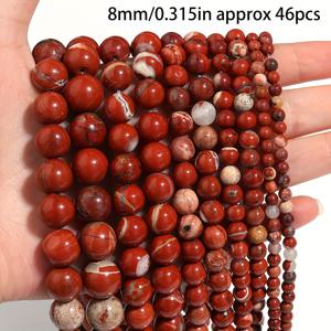 TEMU 4/6/8/10mm 천연 레드 재스퍼 스톤 비즈 - DIY 제작, 팔찌, 목걸이용 진짜 보석 원형 비즈, 매끄럽게 연마된 구형 레드 재스퍼 자갈 (4mm, 6mm, 8mm, 10mm) - 공예용 천연 스톤 비즈