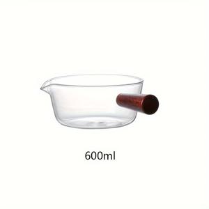 TEMU 대형 싱글 핸들 마호가니 유리 냄비, 용량 600ml 및 400ml, 유리 우유 냄비 수프 냄비, 투명 고급 보로실리케이트 유리 냄비 작은 냄비, 열을 가하고 요리할 수 있는 나무 손잡이 라면 인스턴트 누들 그릇, 일본 가정용 열을 가한 과일 디저트 모래 그릇