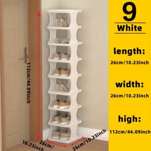 TEMU 8단 슈랙 오가나이저, 플라스틱 폴리프로필렌 독립형 수납 선반, 거실용, 바닥 마운트, 다층 공간 절약 슈 타워, 나무 없음, 전기 불필요 - 쉬운 조립