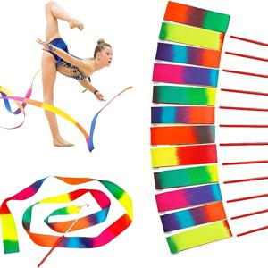 TEMU 댄스 리본 파티 용품 20개 세트 - 리듬 체조 생일파티 스트리머 장식, 서커스 카니발 리본 막대기 완드