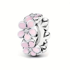 TEMU 925 실버 플레이트 컬러풀한 꽃과 클로버 DIY 펜던트 비즈 브레이슬릿 여성용, 우아하고 세련된 여성용 보석제작 액세서리