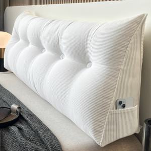 TEMU 1개 웨지 모양 포지셔닝 베개 | 벨벳 쿠션, 허리 및 등에 부드럽고 푹신하게 맞춤, 옆면 수납 가능, 폴리에스터 커버, 사계절 사용