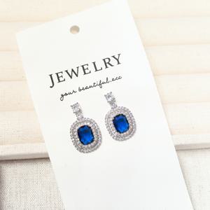 TEMU 일상적인 데이트, 파티, 및 결혼식에 적합한 우아하고 세련된, 스타일리시하고 고급스러운 오발 컷 블루 합성 돌 귀걸이, 구리 세트 큐빅 지르코니아 포함.