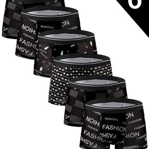 TEMU 6종 랜덤 스타일리시 프린트 드로즈 세트, 편안한 캐주얼 남성용 반바지, 블랙 앤 화이트 트렌디 프린트 속옷.