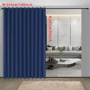 TEMU 1패널 초광막 도어 커튼 - 헤비듀티 블라인드, 프라이버시 시어, 거실/침실/파티오용 그로메트 탑 창문 커튼 (가로 100x세로 95인치, 블랙) - 모던 홈 데코, 내구성 있는 원단, 쉬운 설치, 인테리어 디자인