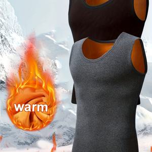 TEMU 남성용 보온 조끼 2개 - 방풍 겨울용 보온, 야외 활동용 타이트핏 바디슈트 (사냥, 타기) - 추운 날씨 레이어링, 손세탁 가능, 단색 (비-) - 가을/겨울용