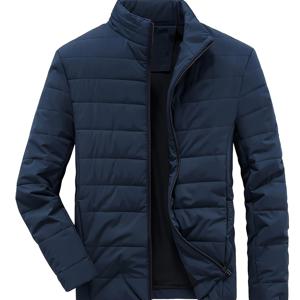 TEMU 남성용 레귤러 스탠드 칼라 패딩 코트, 따뜻한 캐주얼 심플 다용도 패딩 재킷