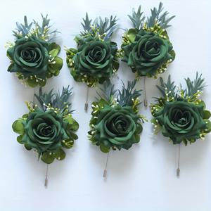 TEMU 결혼식, 약혼식용 우아한 패브릭 장미 & 코사지 키트 6세트 - 신부, 신랑, 신부 파티, 프롬을 위한 인공 진녹색 장미 플로럴 액세서리 - 추수감사절, 발렌타인데이, 어머니날 & 아버지날에 완벽한 가을 테마, 정장 이벤트 장식,빈티지 웨딩 데코,웨딩 플라워 세트,이벤트 플래너