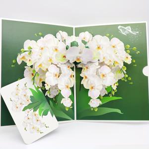 TEMU 1개, 순수 우아한 화이트 오키드 3D 스탠딩 카드 장식, 발렌타인데이, 어머니날, 생일, 기념일에 완벽한 영구 플로랄 데코 그리팅 카드 내부 메모 포함