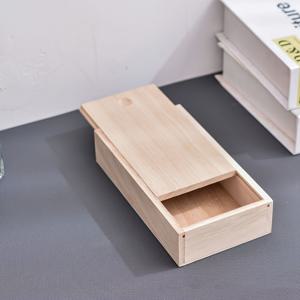 TEMU 1개 슬라이드 탑이 있는 나무 보관함, 천연 카드 보관함, 공예 프로젝트용 빈 선물 상자 연필 상자, 다용도 수납 및 홈 데코용 컨테이너