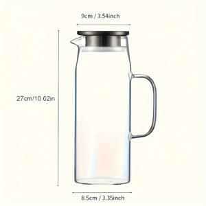 TEMU 50oz 보로실리케이트 유리 물주전자 스테인리스 스틸 뚜껑 포함 - 고온 저항, 투명하고 내구성 있는 음료, 주스, 과일 차용 - 이상적인 가정 선물