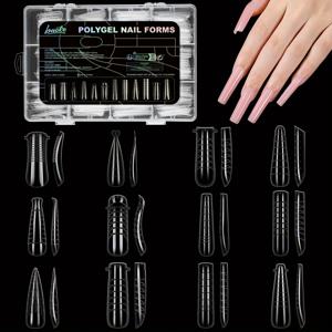 TEMU Baoke Polygel 네일 폼 세트 - 288PCS, 12 모양 재사용 가능한 이중 폼, DIY 매니큐어용 네일 익스텐션 몰드 키트에 대한 풀 커버 프레스, 3D 디자인 아크릴 팁 - 무향