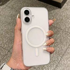 TEMU 아이폰 16 프로 맥스 플러스 럭셔리 매트 투명 충격방지 매그세이프 무선충전 케이스, 15 14 13 프로 맥스 플러스용