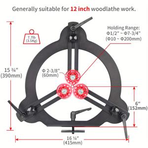 TEMU ZICT 헤비듀티 철제 목공용 스탠디 레스트 12인치 선반용 - 전문가/취미용 목공 척, 견고한 베드 프레임, 12인치 스윙 사이즈, 그릇, 의자다리, 펜 블랭크 제작용 - 12인치 목공 선반 호환