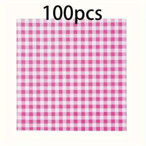 TEMU 100pcs 체크무늬 왁스 종이, 기름 방지 식품 랩, 일회용 식품 랩, 샌드위치, 햄버거, 양념 치킨 등, 주방 가제트, 주방 용품, 주방 액세서리.