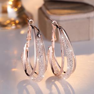 TEMU 여성용 지르코니아 메시 원형 귀걸이 | KC 골드 도금, 구리 귀바늘, 우아하고 클래식한 스타일, 모든 계절 및 데일리 착용에 적합