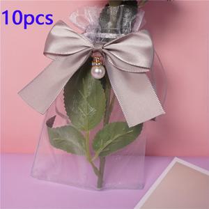 TEMU 10개 회색 리본 투명 메쉬 가방, 오간자 가방, 보석 포장 가방, 결혼식 파티 선물 가방, 생일 파티 선물 보관 가방 장식, 크리스마스 선물 가방, 끈이 있는 가방, 화장품 포장 가방