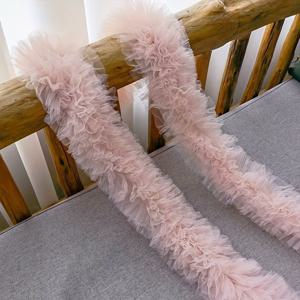 TEMU 1 야드 12cm 폭 멀티 레이어 3D 레이스 리본 - DIY 칼라, 모자, 재봉 및 뜨개질 공예용 폴리에스터 프릴 트림 (하늘색, 흰색, 베이지, 핑크), 재봉용 레이스