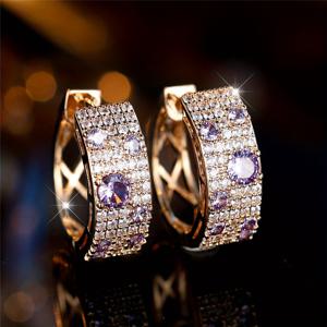 TEMU 1쌍의 BAMOS 우아한 보라색 스톤 드롭 귀걸이 - 쌓을 수 있는 웨딩, 파티, 일상용 주얼리 - 골든톤 구리 포스트 - 신부, 기념일, 선물, 청소년을 위한 - 연중 럭셔리 귀걸이, 파티 액세서리, 세련된 디자인, 정교한 공예, 피스, 패션 애호가용