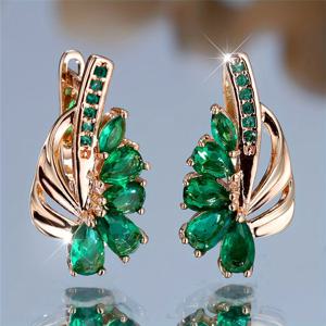 TEMU 1쌍 KC 골드 도금 우아한 그린 리프 드롭 귀걸이 여성용 티어 드롭 귀걸이 신부 웨딩 고급 주얼리