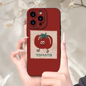 TEMU 아이폰16 15 14 11 XS XR X 7 8 플러스 프로 맥스 미니에 적합한 크리에이티브 토마토 프린트 휴대폰 케이스