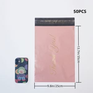 TEMU 다양한 사이즈, 12/50개입, 감사 메일링 백 - 핑크 선물 가방, 포장 가방, 선물 의류 포장에 적합한 대형 사이즈, 발렌타인데이, 새해|방수가방