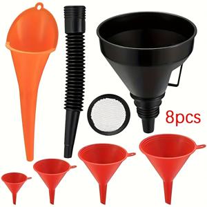 TEMU 8개/11개 세트 자동차 깔때기, 플라스틱 긴 목 오일 깔때기, 스프링 깔때기, 유연한 직각 깔때기, 넓은 입구 연료 깔때기, 냉각수/가솔린/물/엔진 오일을 채우기 위한 플라스틱 깔때기