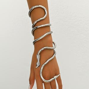 TEMU 여성용 우아한 다층 조절 가능한 뱀 팔찌 - 다양한 모양의 오픈 커프 디자인, 반짝이는 금속 마감, 일상 착용 또는 파티에 적합, 캐주얼 보석류 | 스타일리시 여성 액세서리 | 라인스톤 장식 팔찌