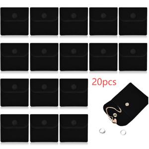 TEMU 20개 벨벳 보석 파우치 스냅 클로저 - 반지, 팔찌, 목걸이 & 귀걸이 보관용, 주얼리 만들기 및 디스플레이 패키징 용품, 비즈 작업에 완벽한 세트