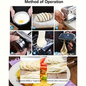 TEMU 1개 스테인리스 스틸 수동 파스타 메이커 기계, 조절 가능한 두께 설정 - 홈메이드 스파게티, 라자냐, 페투치네에 완벽 | 필수 주방 가제트, 홈메이드 파스타 메이커 | 슬림 메탈릭 마감 | 스테인리스 스틸 구조