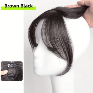 TEMU 여성용 여덟자리 앞머리가 있는 가발. 3D 초박형 및 초현실적 효과, 생생하고 자연스러운. 얇은 헤어라인. 얼굴을 숨기고 더 날씬하게 보이게 해주는 합성 앞머리, 클립온 헤어피스, 옆모습 포함, 일상 착용용, 어머니날 선물