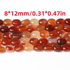 TEMU 32개 레드 보스턴 사르돈이아스 아게이트 스톤 비즈 - 불규칙한 사각형 블록 모양 루스 스페이서 비즈, 주얼리 만들기용, 핸드메이드 패션 팔찌 목걸이 액세서리, 독특한 선물, 천연석 비즈, 주얼리 제작 용품, 독특한 선물 아이템, 독특한 비즈 디자인, 수제 비즈, 천연석 비즈, 천연석, 천연석 비즈