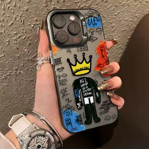 TEMU 폰 케이스: 크리에이티브 재미있는 만화 왕관 아이폰 16ProMax 케이스 아이폰 16Pro/16/15Pro/15/14/13/12/11/XMax/XR/7/8 보호 케이스