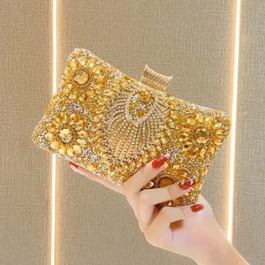 TEMU 빈티지 장식 이브닝 클러치, 파티 및 볼에 적합한 PU 소재 연회 핸드백 옵션 체인 스트랩 실버 데코 파티 지갑, 신부 웨딩 토트백과 뮤직 페스티벌 빈티지 스타일 여성용 클러치, 탈착 가능한 체인 스트랩이 있는 고급 비즈 꽃 이브닝 백, 우아한 라인스톤 태슬 클러치, 여성 드레스 핸드백