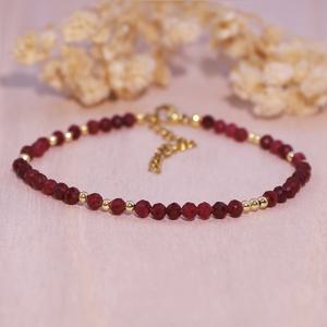 TEMU 시크한 가넷 비즈 팔찌 - 천연석, 일상 및 휴가 착용에 완벽, 여성 패션 액세서리 이상