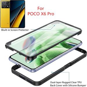 TEMU 휴대폰 케이스: 샤오미 POCO C75 C65 X6 Pro X3 NFC POCO M5S M3 F3 X4 POCO X7 Pro POCO F6 F5 X5 Pro용 360 풀 바디 충격 방지 케이스, 내장형 스크린 보호기가 포함된 앞뒤 이중 투명 커버
