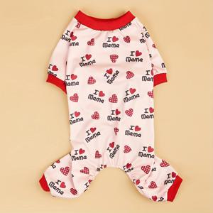 TEMU 1pc 사랑하는 엄마 & 아빠 하트 프린트 반려동물 점프수트 - 모든 계절 폴리에스테르 풀오버 반려견 잠옷 소형, 중형, 미니 & 장난감 품종 - 고양이 & 반려견용 짠 반려동물 옷