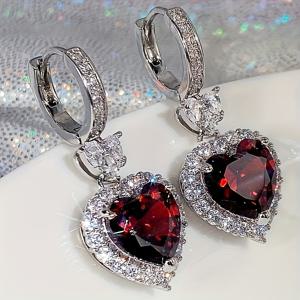 TEMU 여성용 패션 호프 귀걸이, 합성 자이콘으로 장식된 러브 하트 펜던트 귀걸이, 일상적인 캐주얼 파티 귀걸이, 데이 장식품으로 적합한 선물