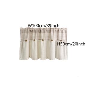 TEMU 1pc 현대 라이트 베이지 단색 패치워크 버튼 반 짧은 커튼, 상단 로드 포켓 하이킹, 고품질 부드러운 수직 보온 , 거실 침실 발코니 입구 분할 문 커튼에 적합, 380gsm