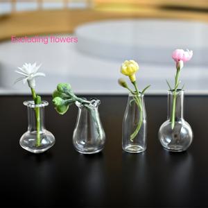 TEMU 인형의 집, DIY 장면 사진 소품, 꽃병, 향로용 4개 투명 미니 유리 화병 세트 - 레트로 스타일 홈 데코 장식