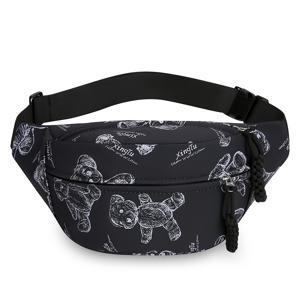 TEMU 귀여운 만화 동물 프린트가 있는 시크한 여성용 나일론 체스트 백 - 가벼운 무게, 조절 가능한 스트랩, 지퍼 클로저 - 스포츠 및 캐주얼 외출에 완벽 - 연두색, 하늘색, 핑크, 검정 색상으로 제공