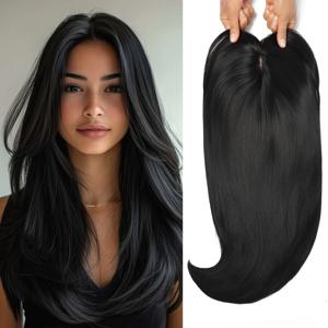 TEMU 22인치 (약 55cm) 라이트 골든 및 블리시드 블론드 혼합 헤어 탑 합성 헤어피스, 스위스 베이스 및 3개의 클립이 있는 헤어피스, 탈모 및 노랗게 된 헤어에 적합합니다.