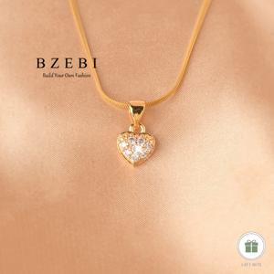 TEMU BZEBI 여성용 큐빅 합성 지르코니아 목걸이 - 하트 펜던트 CZ 센터, 16