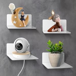 TEMU 4pcs 현대 아크릴 플로팅 선반, L자형 스탠드, 벽걸이 드릴 없음 선반 세트, 화이트 벽걸이 디스플레이, 후크 기능, 주방, 욕실, 가정, 사무실, 가족 룸 장식, 휴일 장식