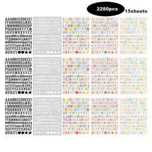 TEMU 2280개/세트 0.5인치 방수 알파벳 스티커, 폴리염화비닐, 다양한 색상, 장식 글자 및 숫자 스티커 스크랩북, 저널링, 공예품